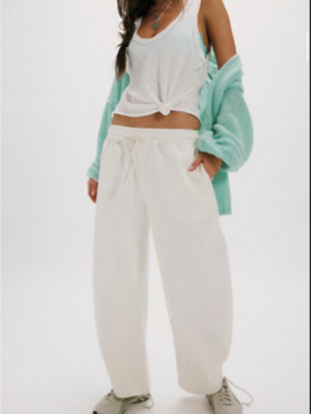 Free People Lex Pull On Barrel Pants in Tofu (white/beige)